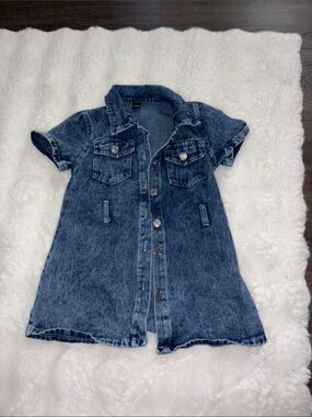 Girls' Short-Sleeve Denim Jacket Dress - Blue